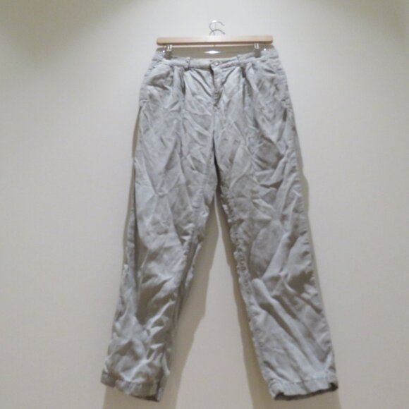 AG ADRIANO GOLDSCHMIED The Evan Relaxed Pleated Trousers Linen Blend Neutral - Picture 8 of 13